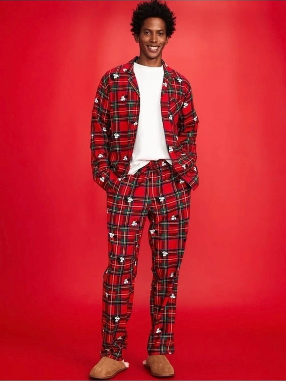Old Navy X Disney Men’s Mickey Mouse & Friends 2PC Flannel Pajamas Medium Tall